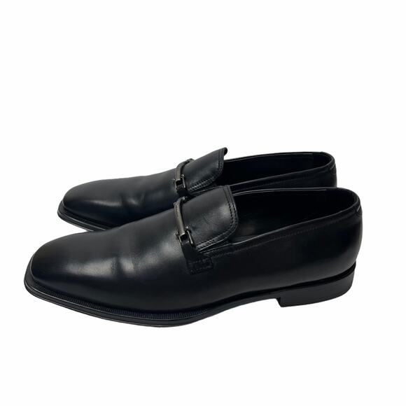 Hugo Boss Leather Loafers with Buckle Detail Black 6.5 Men's - Picture 4 of 9